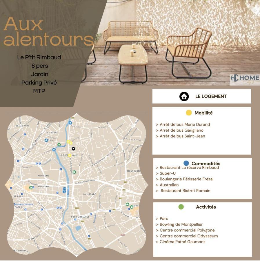 Le P'Tit Rimbaud, 6 Pers, Parking Prive, Jardin,Wifi Apartment Montpellier Exterior photo